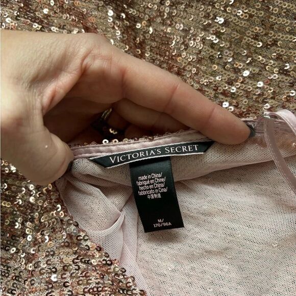 Victorias Secret Pink Sequin Slip Mini Dress medium holiday Barbiecore cocktail - Picture 7 of 7